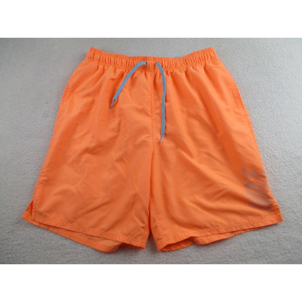 Nike Shorts Mens XL Orange Swim Trunks Boardshorts Drawstring Athletic Logo